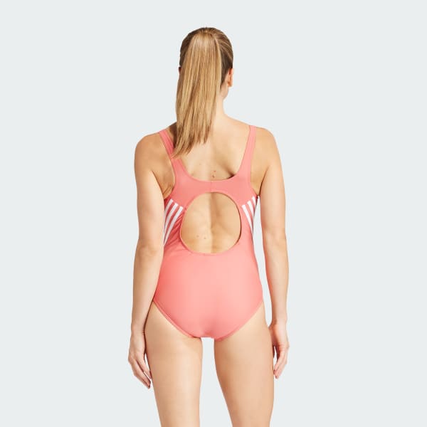 Red Padded 3-Stripes Swimsuit