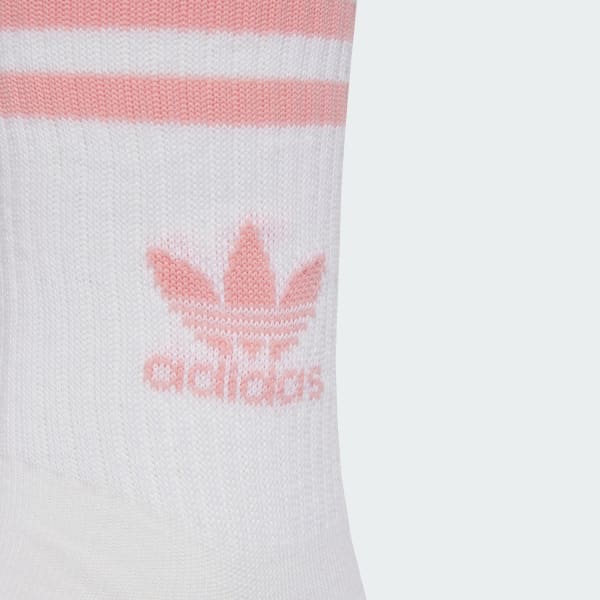 ホワイト ミッドカット クルーソックス 3足組