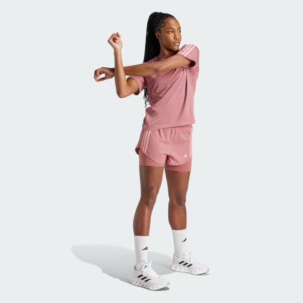 Rozowy Szorty Own the Run 3-Stripes 2-in-1