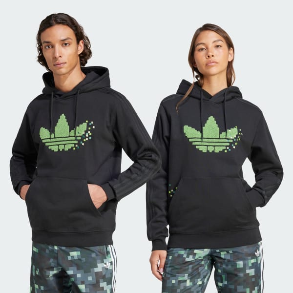 Preto Moletom Capuz Estampado adidas Originals x Minecraft