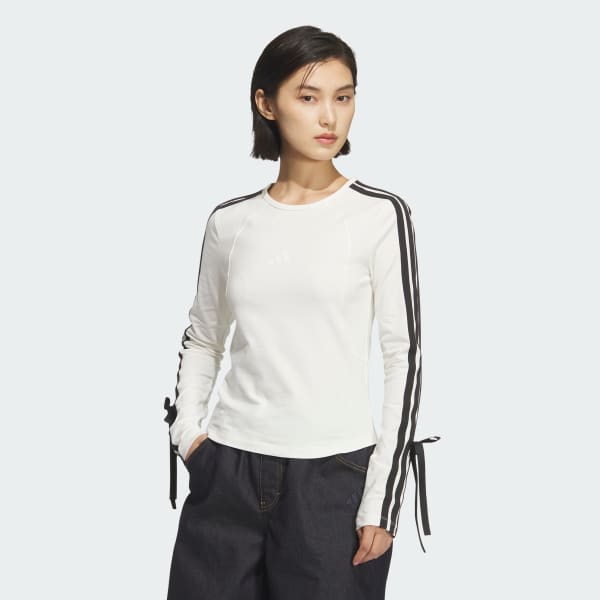 White Women 3 Stripe 롱 슬리브 티