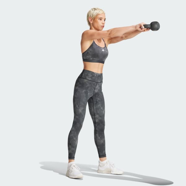 Grijs AEROREADY Training Essentials Light Support Tie-Dye Flower-Print Beha