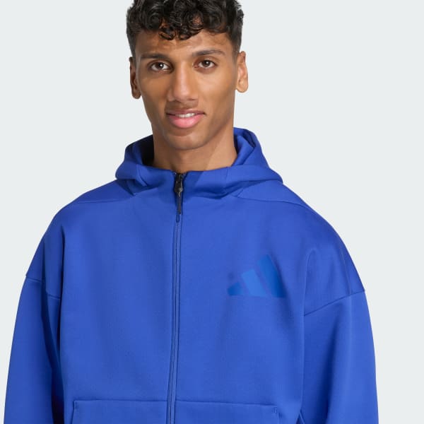 adidas Z.N.E. Full-Zip Hooded Track Jacket - Blue | Free