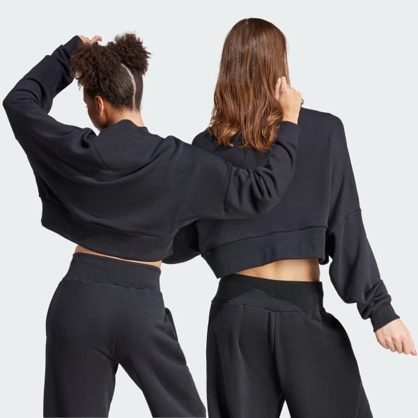 Black Lounge French Terry Loose Crop Sweatshirt