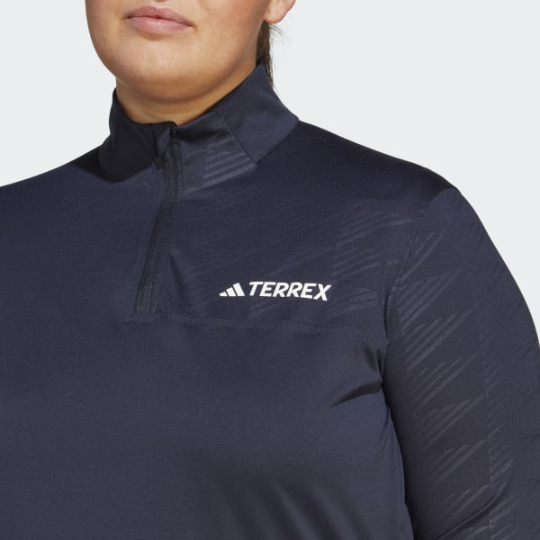 Niebieski Terrex Multi Half-Zip Long Sleeve Tee (Plus Size)