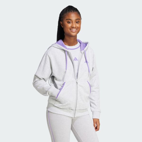 Cinzento Essentials Color Pop French Terry Full-Zip Hoodie