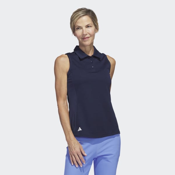 Blue Texture Sleeveless Golf Polo Shirt