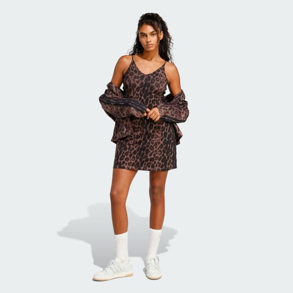 Multicolour Seasonal Essentials Leopard Print Mini-Dress with 3-Stripes
