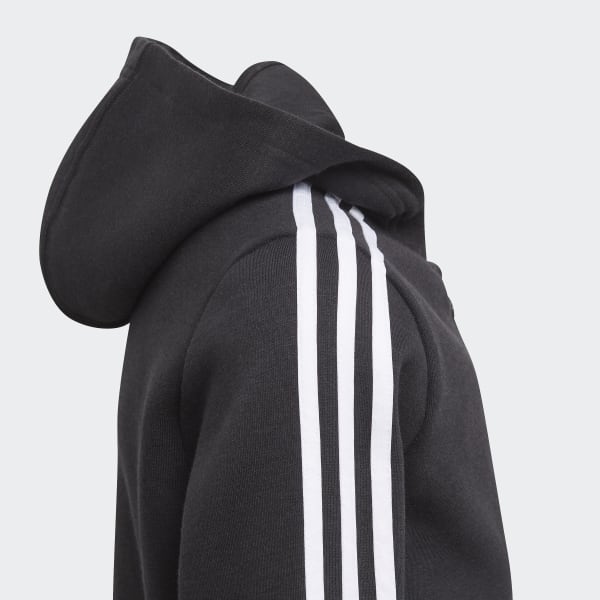 Preto Blusa Moletom Capuz Essentials 3-Stripes