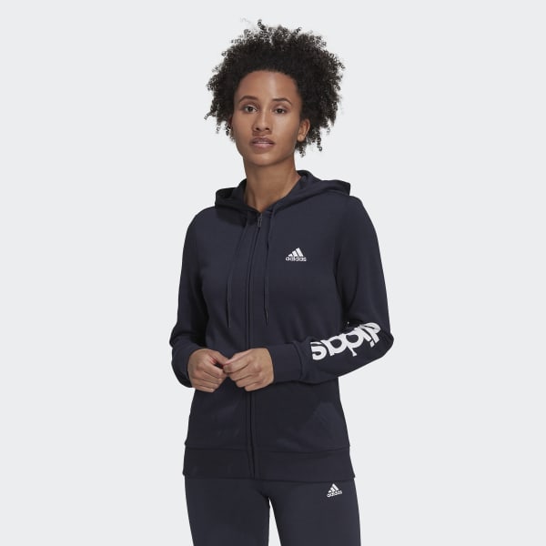 adidas Essentials Logo Full-Zip Hoodie - Blue | adidas Singapore