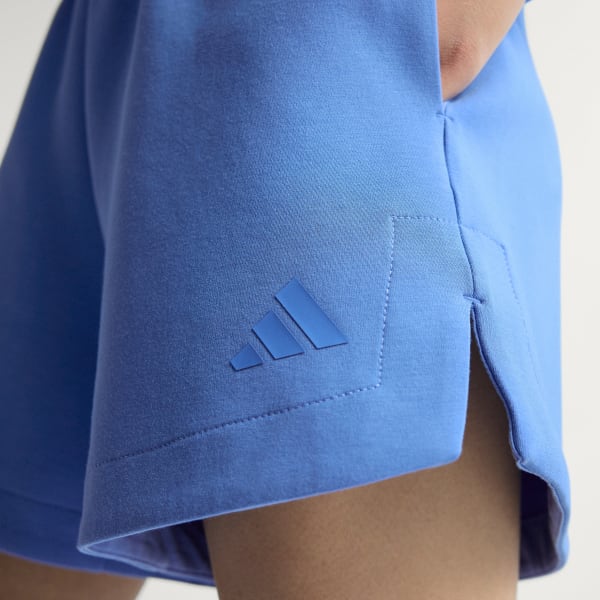 adidas Soft Lux Loose Shorts - Blue | Free Shipping with