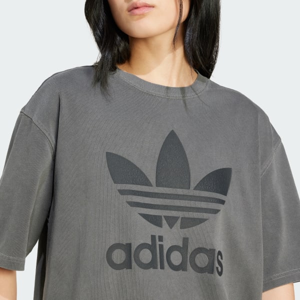 Adidas trefoil store t shirt grey
