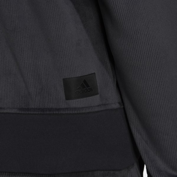 Grey adidas Sportswear Future Icons Corduroy Hoodie EKT11
