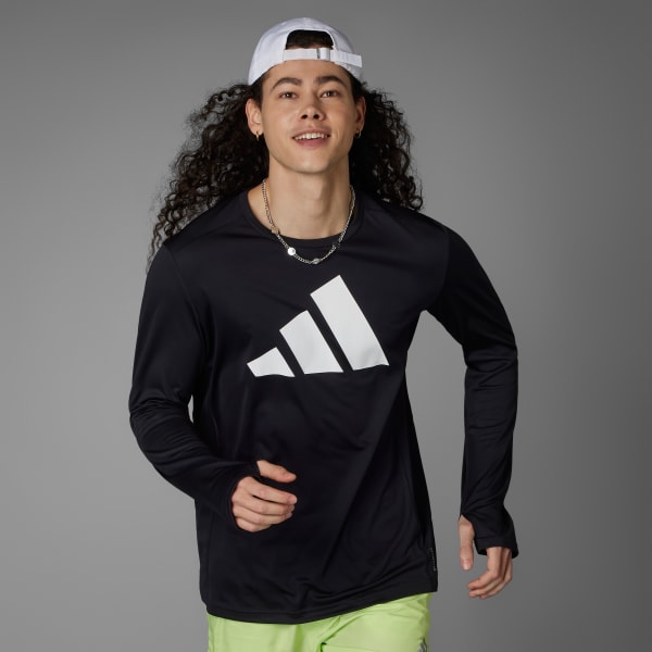 Negro Camiseta Manga Larga Run It