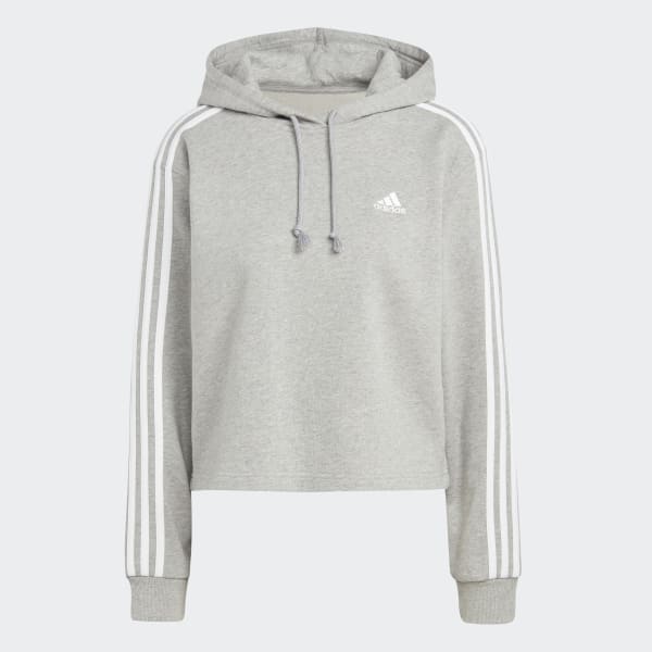 adidas 3-Stripes French Terry Hoodie - Grey | Women's Lifestyle | US