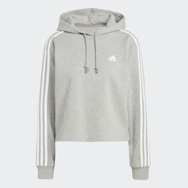 Plomo Polera Corta con Capucha Essentials 3 Tiras Felpa Francesa