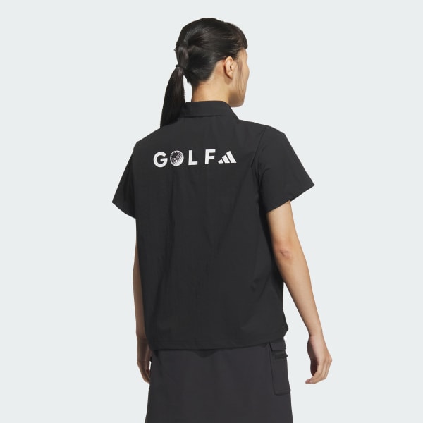 Black 우븐 반팔 폴로 셔츠