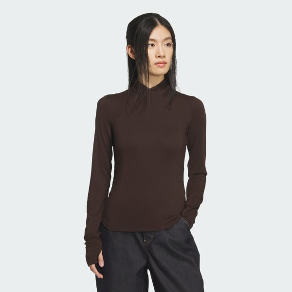 Brun SLIM LANGÆRMET T-SHIRT