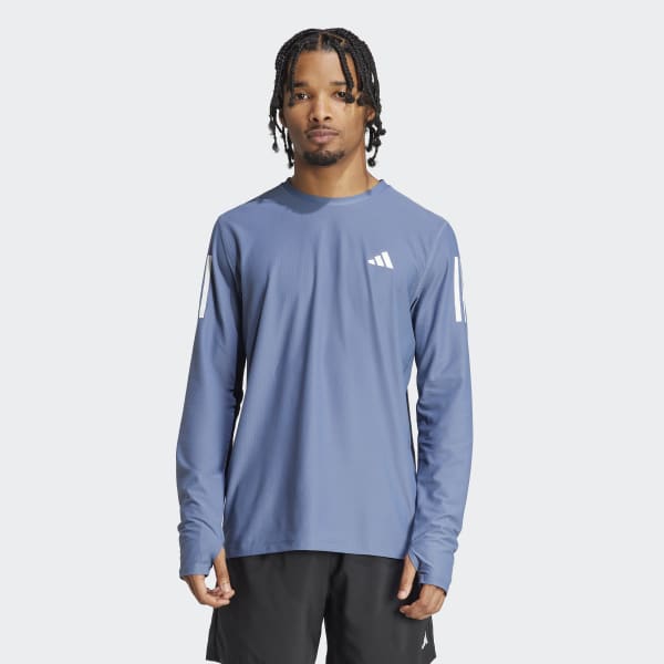 adidas Own The Run Long Sleeve Tee Blue adidas Singapore