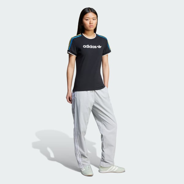 Đen Áo Thun 3 Sọc Linear Logo