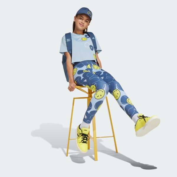 สีน้ำเงิน เสื้อยืดเทรนนิง adidas x Smileyworld สำหรับเด็ก