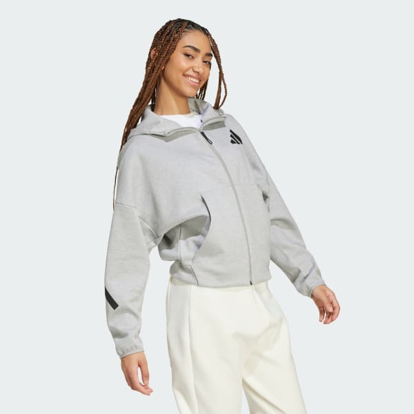 Xam Áo Hoodie Khóa Kéo Dọc Thân adidas Z.N.E.