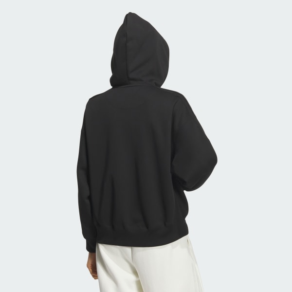 ブラック エッセンシャルズ プラス スリーストライプス スペーサーニット ルーズフィット フルジップ パーカー