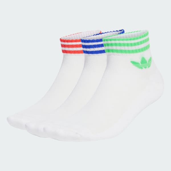 Branco Meias pelo Tornozelo 3-Stripes – 3 pares