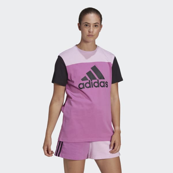 Fioletowy Essentials Colorblock Logo Tee TU382