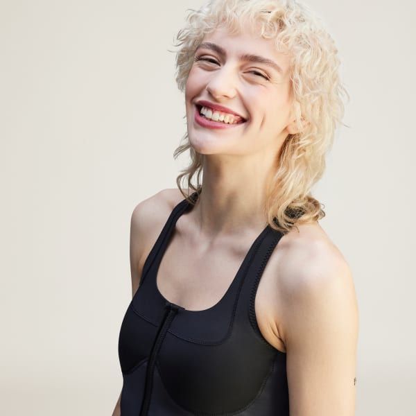adidas by Stella McCartney Two-Tone Zipped Crop Top - Black