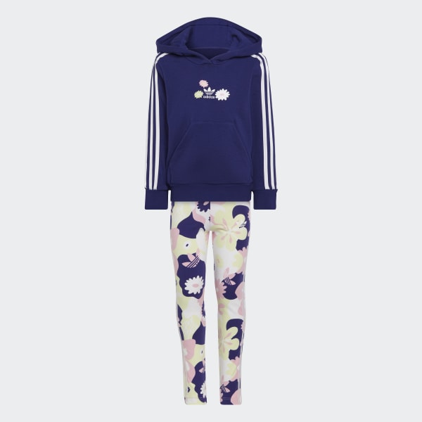 Blue Flower Print Hoodie and Tights Set QF317