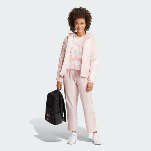 Pink Essentials Camo-Print 3-Stripes Twill Trousers