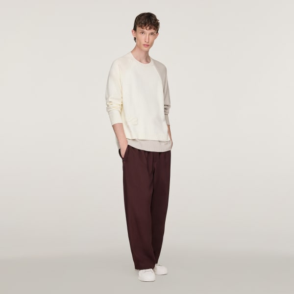 สีขาว เสื้อคอกลมผ้าถักโลโก้ Y-3