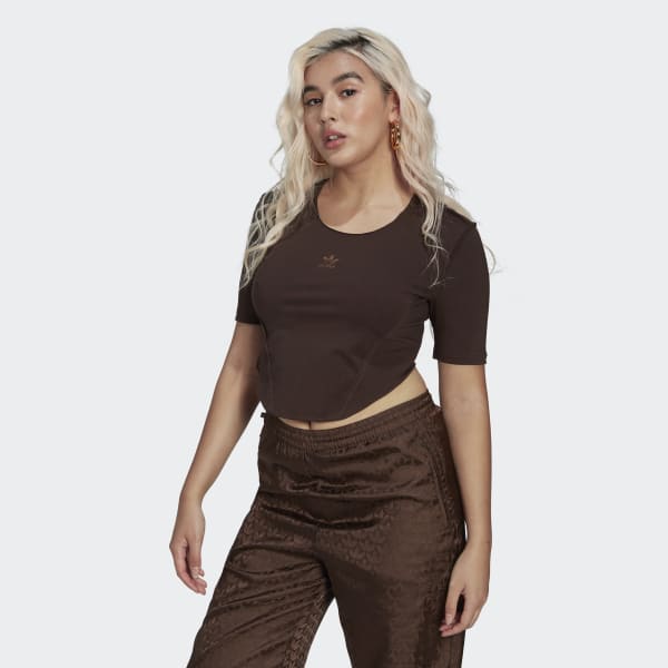 Brown Crop Loungewear Tee VT069