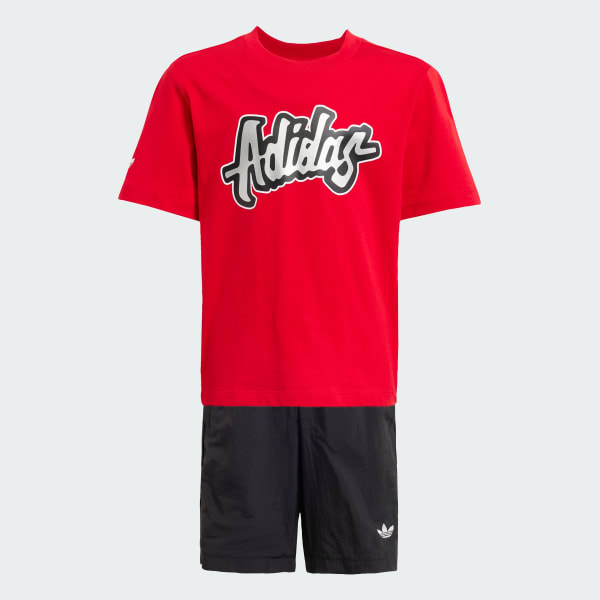 Merah Setelan T-Shirt dan Celana Pendek Anak