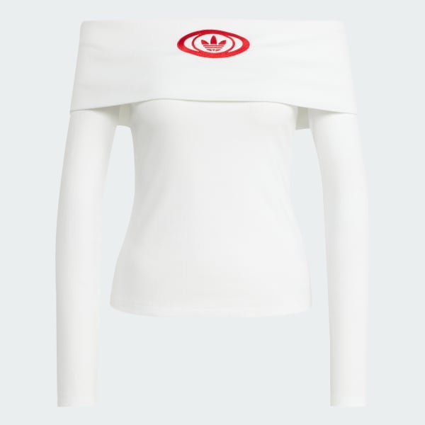 Bianco Maglia adidas Originals Off Shoulder