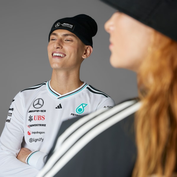 Hvid MERCEDES - AMG PETRONAS FORMULA ONE TEAM DRIVER AUTHENTIC LONG SLEEVE TRØJE