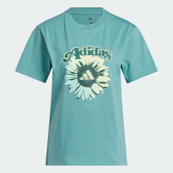 Turquesa Playera Floral Graphic