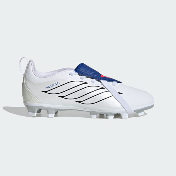 White Predator Club Fold-Over Tongue Elastic Laces Firm Ground/Multi Ground Football Boots Kids
