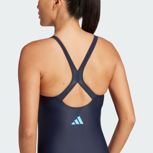 adidas Padded 3-Stripes Closed-Back Swimsuit Blue adidas India