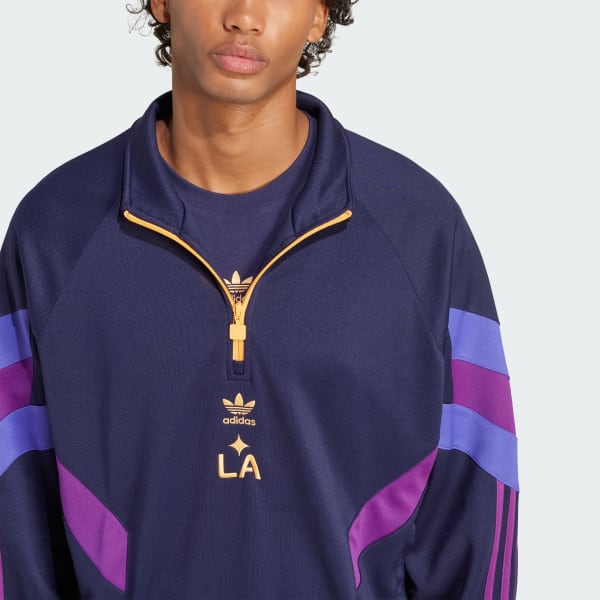adidas LA Galaxy Originals Half-Zip Crew Sweatshirt - Blue | Free