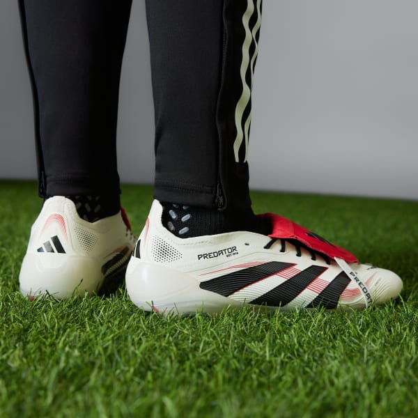 White Predator Elite Fold-Over Tongue Firm Ground Boots