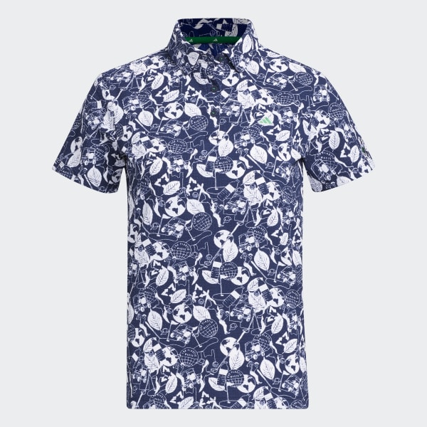 สีน้ำเงิน เสื้อโปโลพิมพ์ลาย Play Green