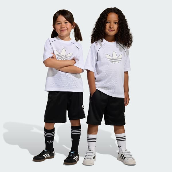 Blanco CONJUNTO DE POLO Y SHORTS HOLGADOS DE MALLA