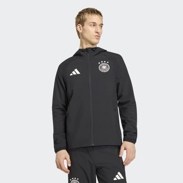 adidas Germany Tiro Travel Full Zip Windbreaker - Black | Free