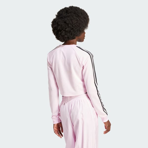 Rosa Remera Corta de Manga Larga