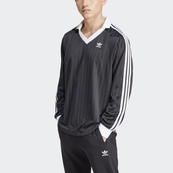 アディダス アディカラー ピケ サッカー長袖Tシャツ - ブラック