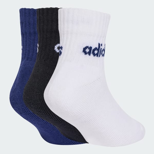 White Outlet Value Linear Kids Ankle Socks 3 Pairs