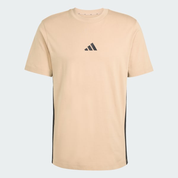 Castanho T-shirt em Jersey Simples 3-Stripes Essentials