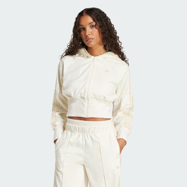 アウターその他 ADIDAS velor zip hoodie track top JI5670 adidas Velour Zip Hoodie Track Top - White | adidas Singapore